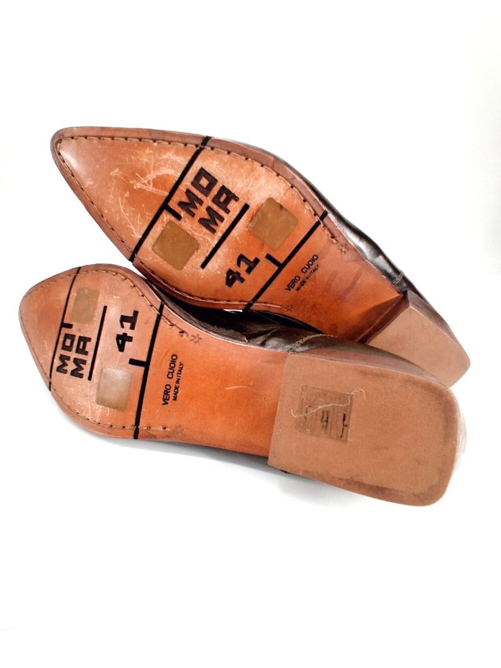 MOMA Handmade Leather Mary Jane T Strap Shoes Pointed Toe Brown EU 41 Italy - Picture 9 of 14